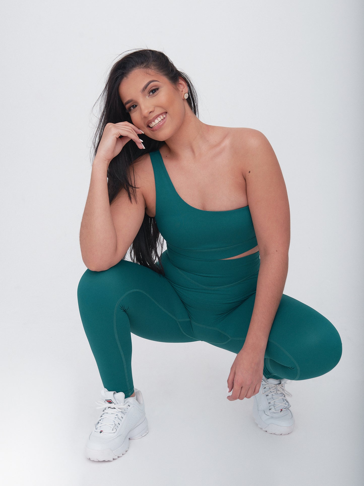 One Shoulder Vital Sport's Bra - Peacock