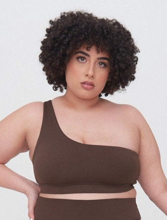 One Shoulder Vital Sport's Bra - Cedar