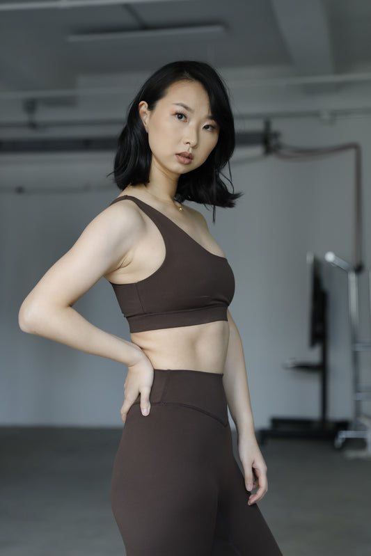 One Shoulder Vital Sport's Bra - Cedar