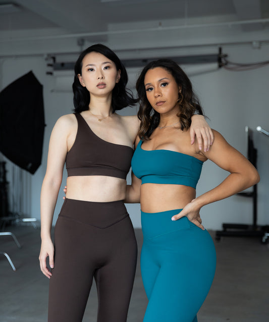 One Shoulder Vital Sport's Bra - Peacock